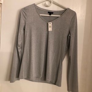 Talbots long sleeve silver shirt XS NWT